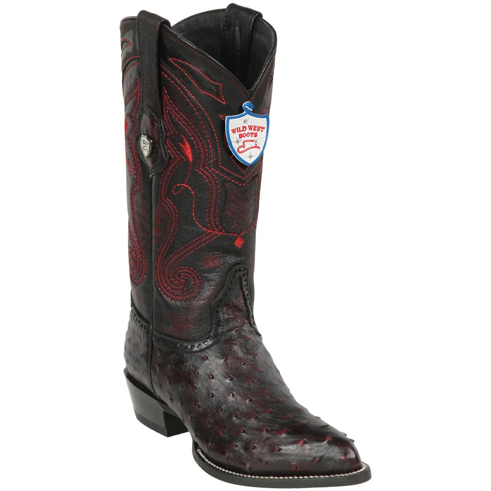 Botas Wild West de Avestruz Horma Puntal Color Blackberry – Estilo y Lujo