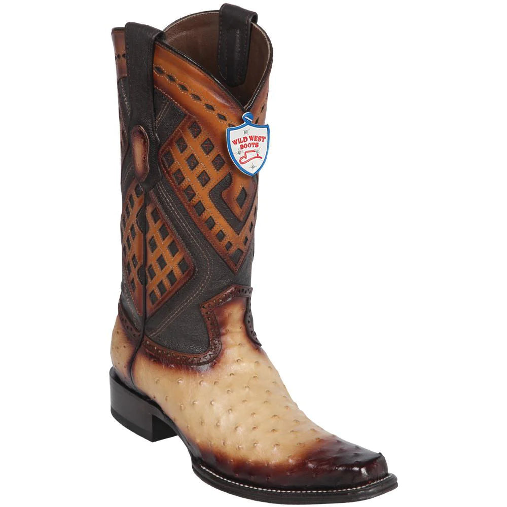 Botas Wild West de Avestruz Versace Color Orix Difuminado – Estilo Artesanal