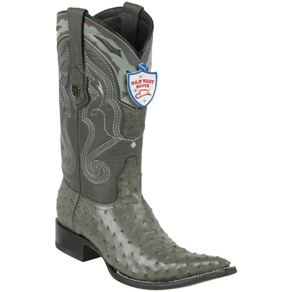 Botas Wild West de Avestruz Horma Chihuahua Color Gris – Sofisticación Moderna