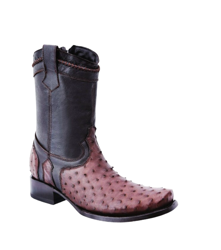 Botas de Avestruz White Diamond Color CafĂ© Horma Dubai â Confort y Estilo