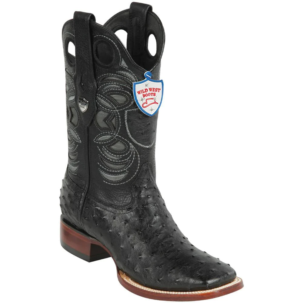 Botas Wild West de Avestruz Horma Rodeo Color Negro – Elegancia y Resistencia