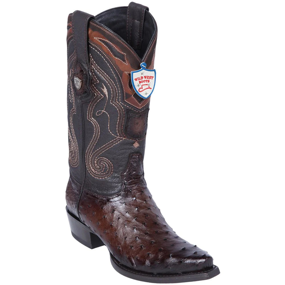 Botas Wild West de Avestruz Sniptoe Color Café Difuminado – Clásicas y Sofisticadas