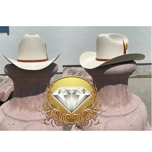 Sombrero Calidad 100X en Horma Los Dos Carnales Copa Alta con Plumas WD