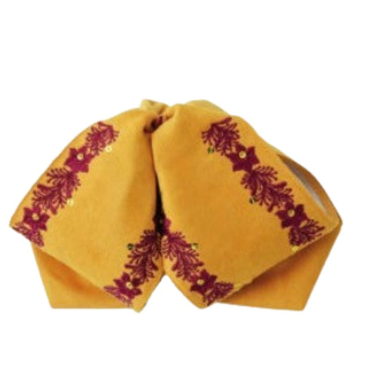 Moño Charro White Diamond oro con bordado artesanal