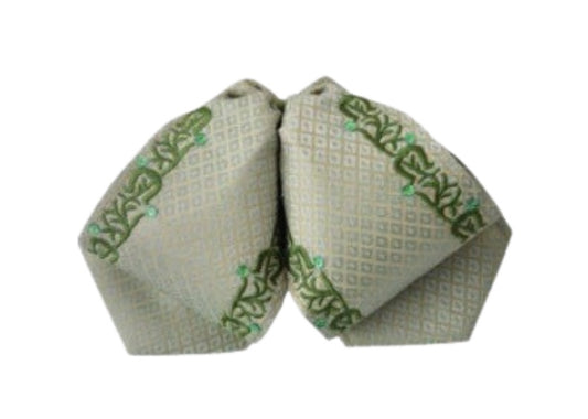 Moño Charro White Diamond gris con verde bordado