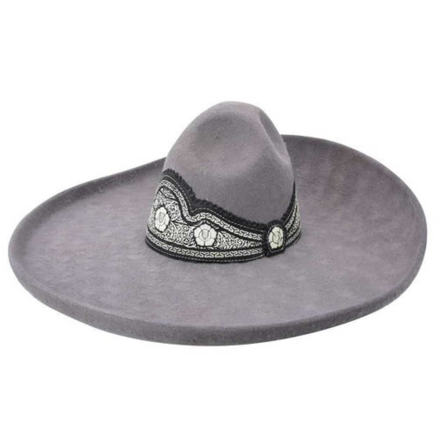 Sombrero Charro Hombre Flor Gris de Lana