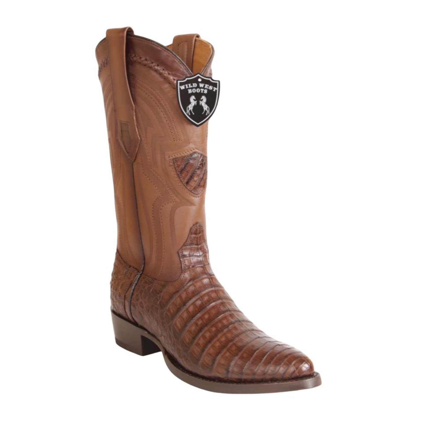 Botas Wild West de cocodrilo color faded brown con horma oval