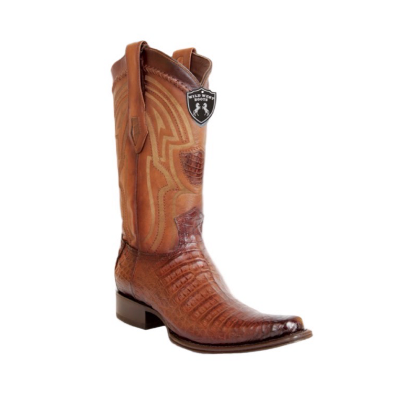 Botas Wild West de cocodrilo faded brown con horma Versace completa