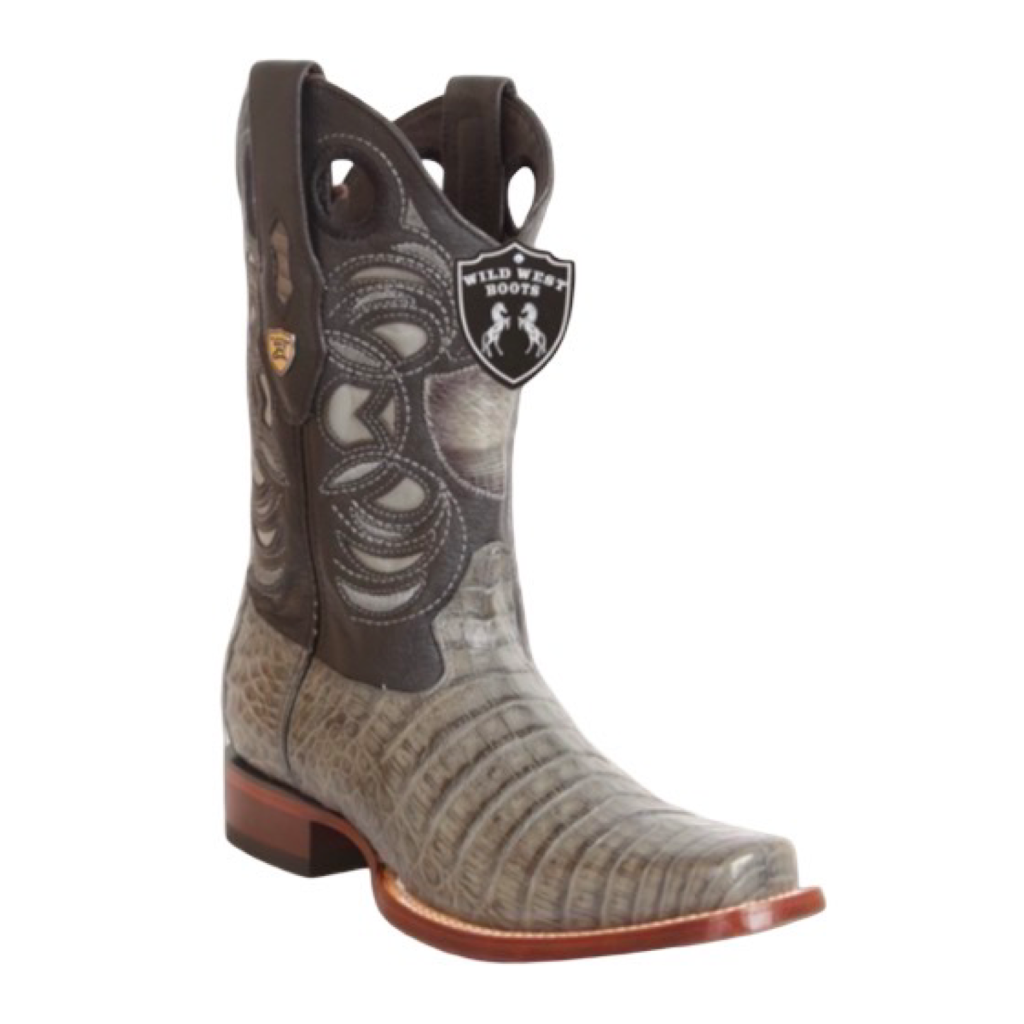 Botas Wild West de cocodrilo gris con horma rodeo