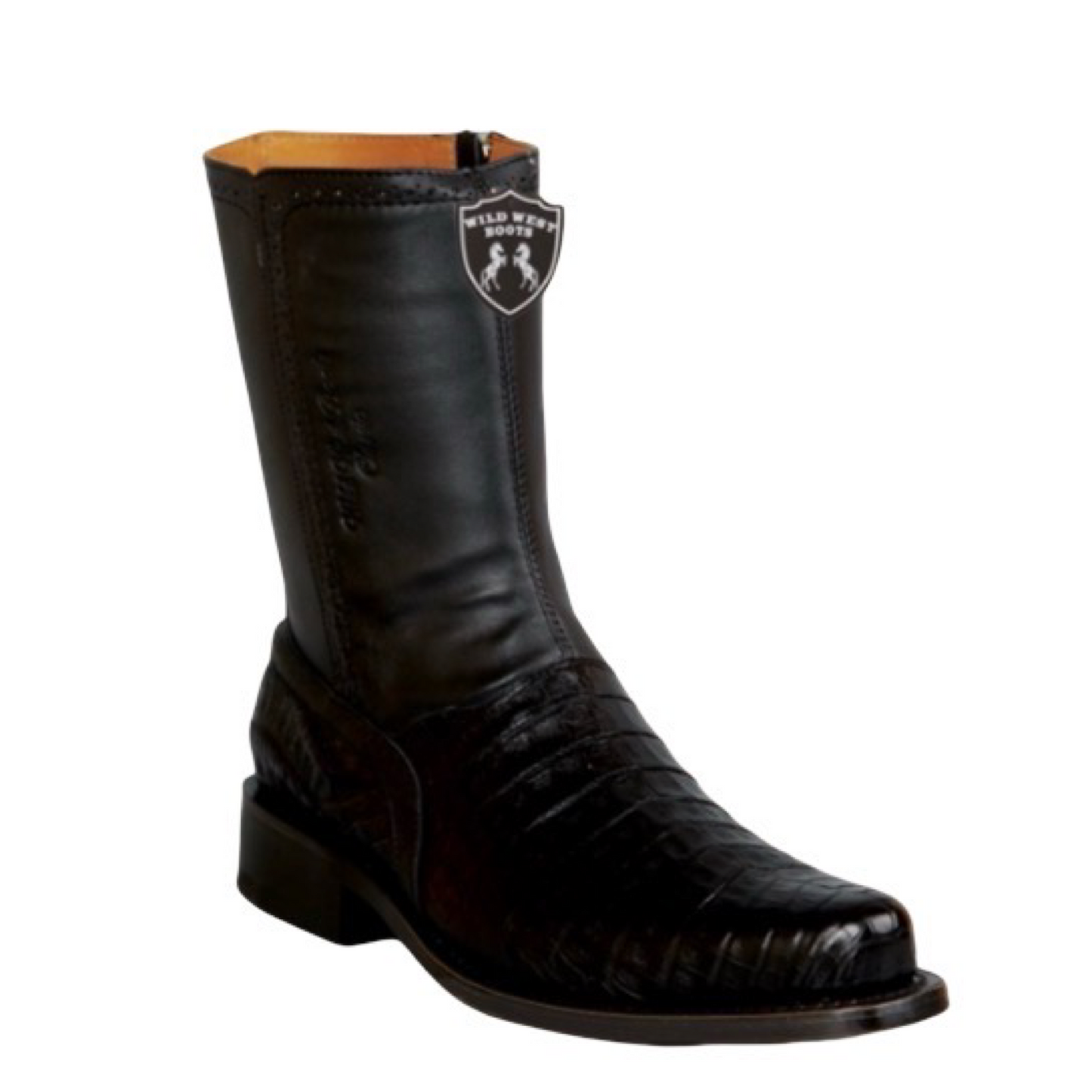 Botas Wild West de cocodrilo negro con horma Milán