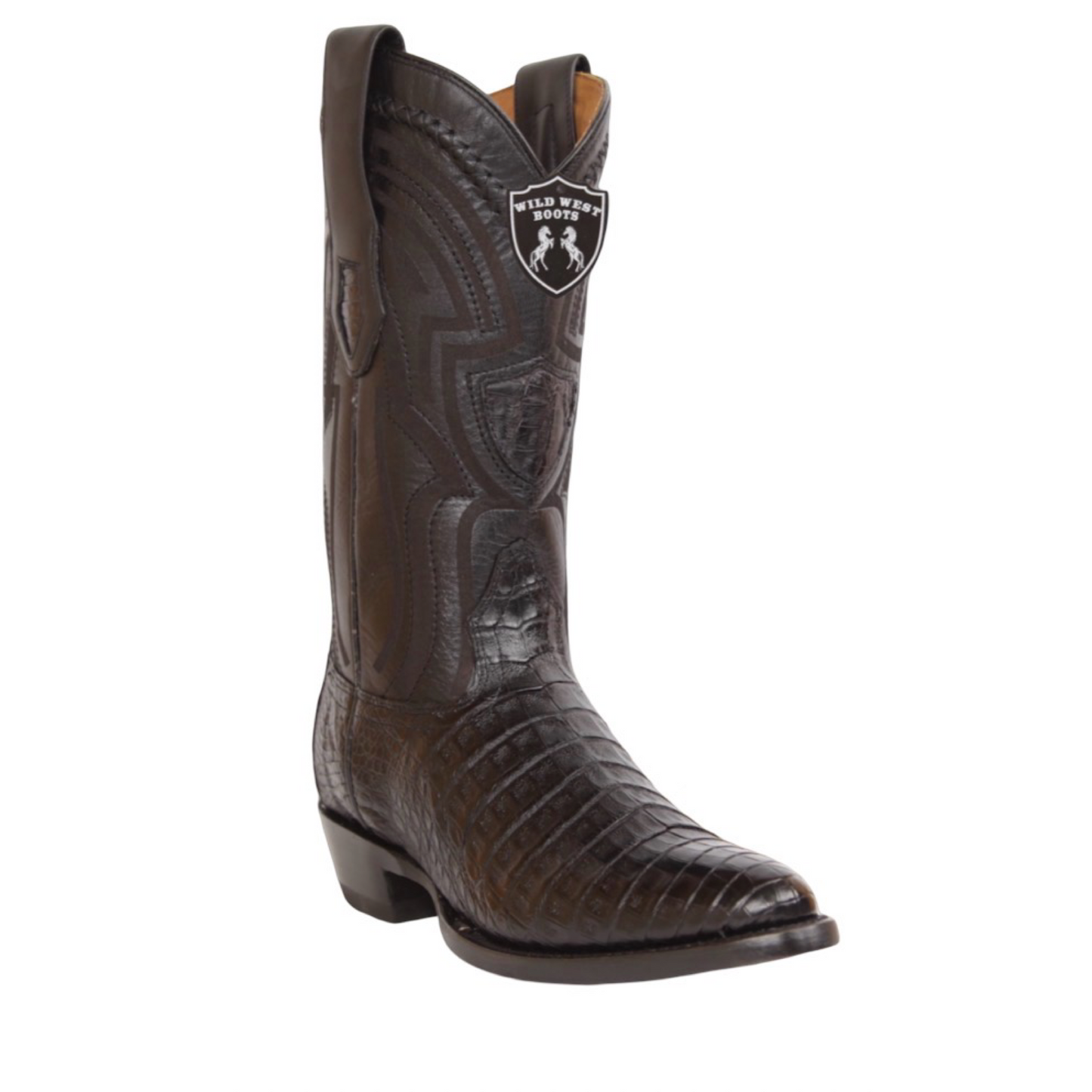 Botas Wild West de cocodrilo black cherry con horma Milán