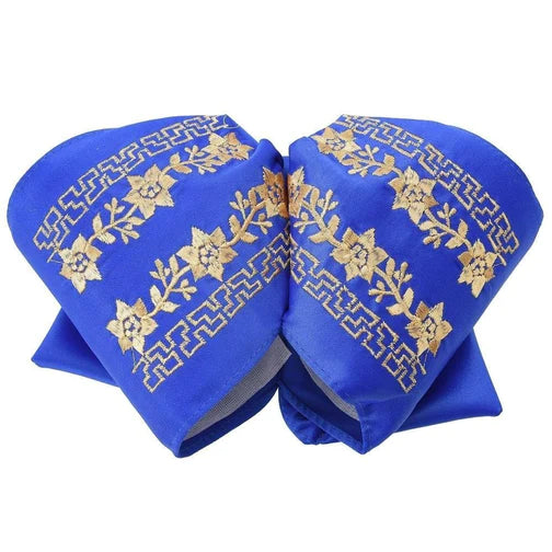 Moño Charro White Diamond Azul Rey con Oro | Charro Bow de Lujo