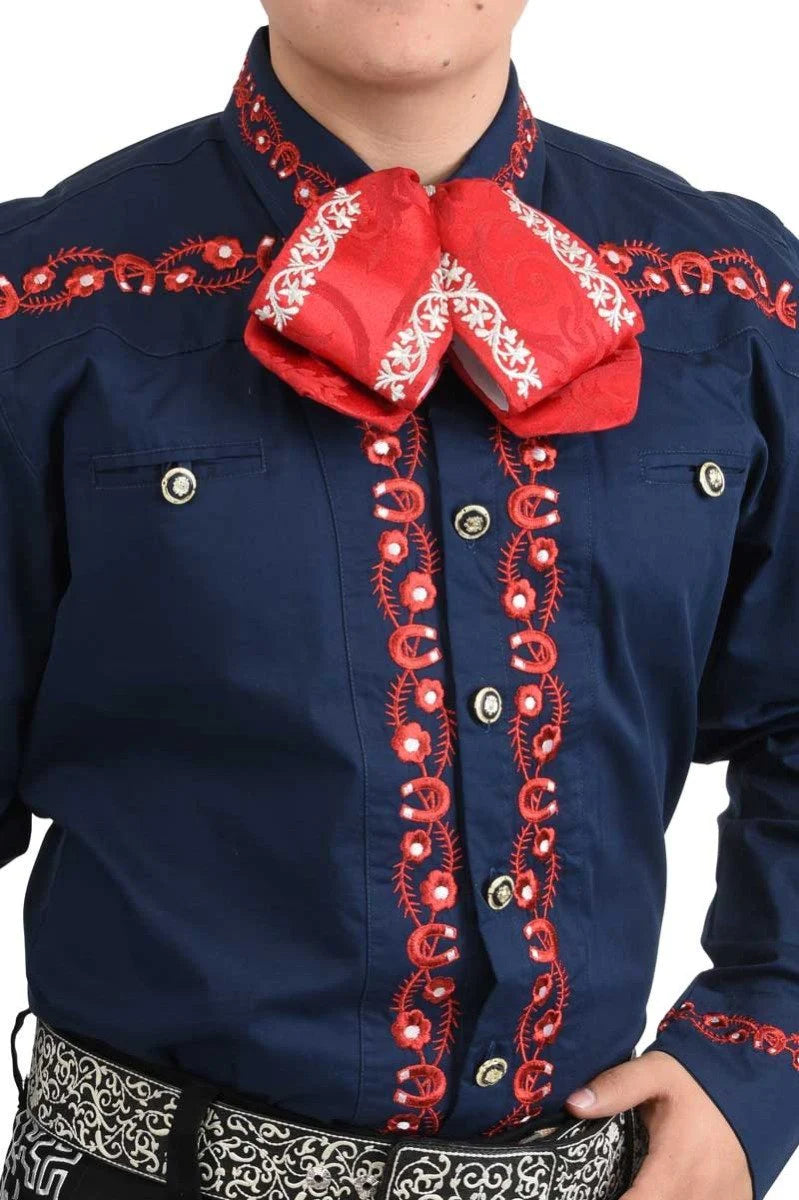 Camisas Charras Para Hombre Azul con Rojo