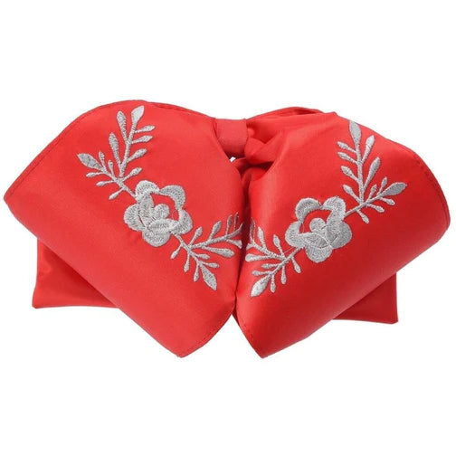 Moños Charros White Diamond Rojo con Rosas Plata