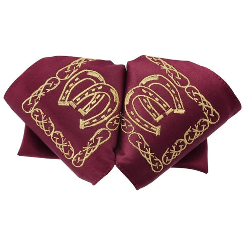 Moño Charro White Diamond Vino con Oro de Herraduras