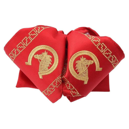 Moños Charros White Diamond Rojo con Caballos Dorados