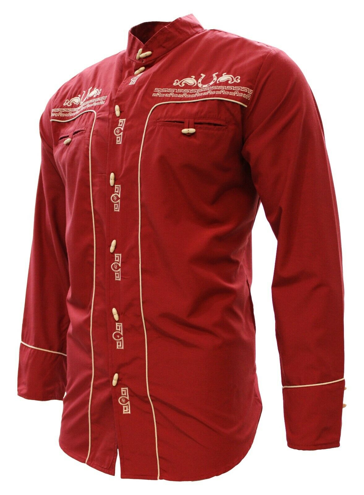 Camisas Charras Para Hombre Vino Obscuro Tradicional