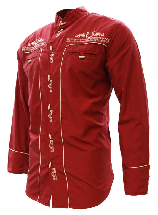 Camisas Charras Para Hombre Vino Obscuro Tradicional