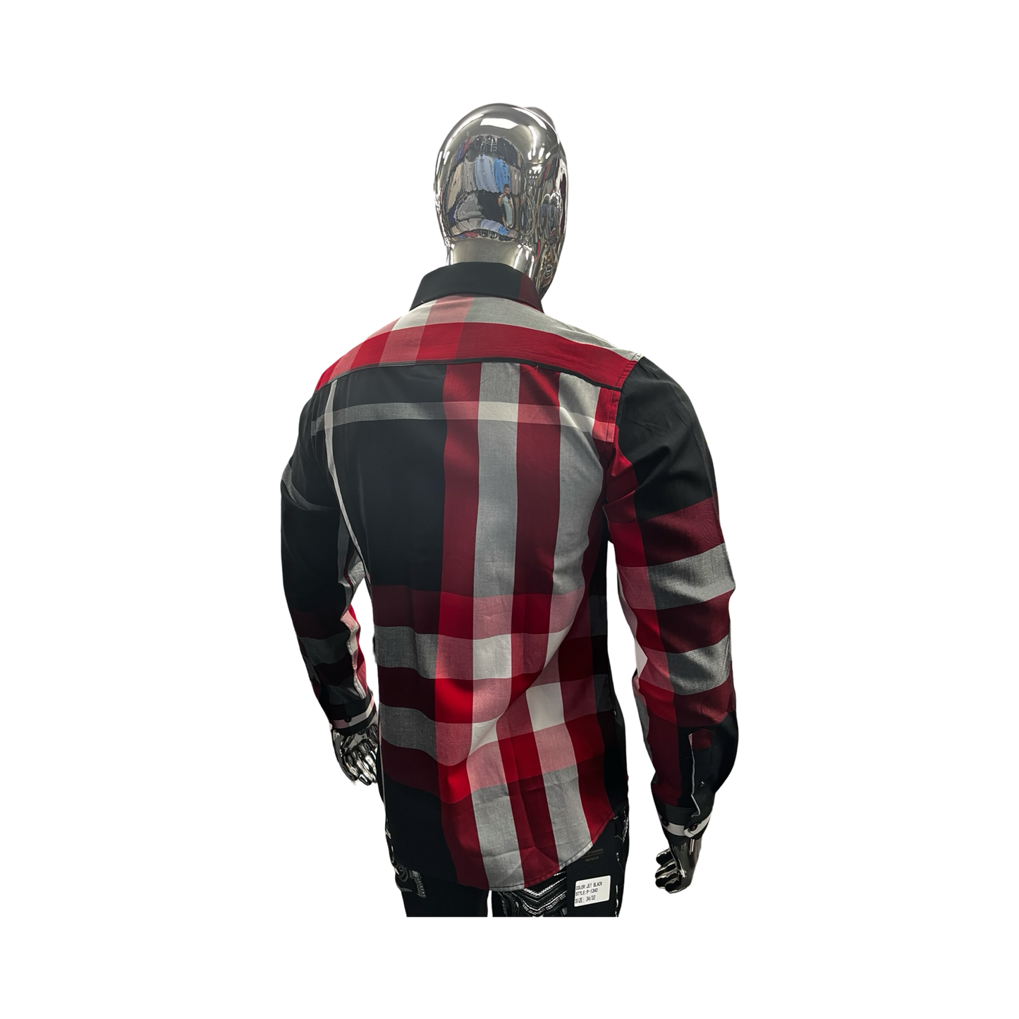 Camisa Casual de Cuadros Negro con Rojo para Hombre