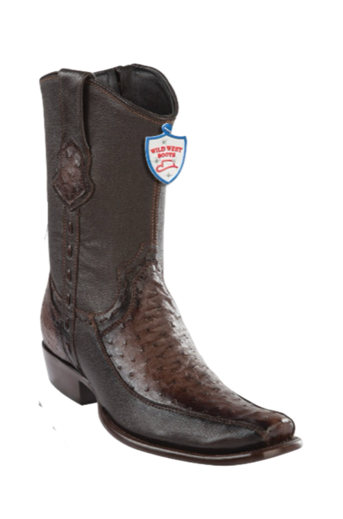 Wild West Botas de Avestruz Horma Dubai Toe Faded Brown