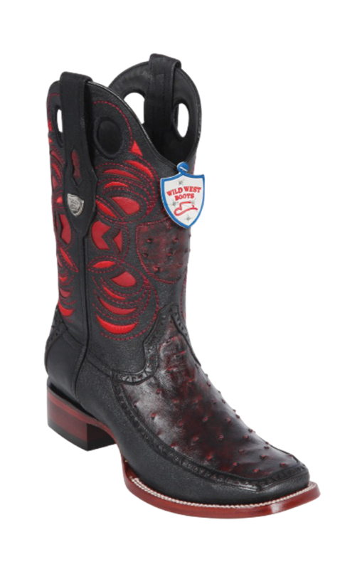 Wild West Botas de Avestruz Horma Dubai Toe Black Cherry