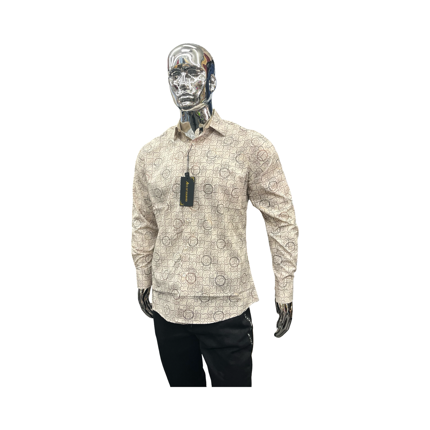 Camisa  blanco  con diseño oro Casual para Hombre - Liquidación