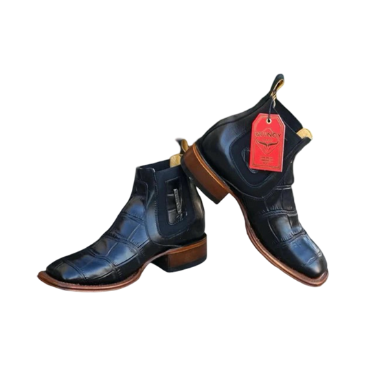 Botines Charros Quincy de Piel con Punta Cuadrada