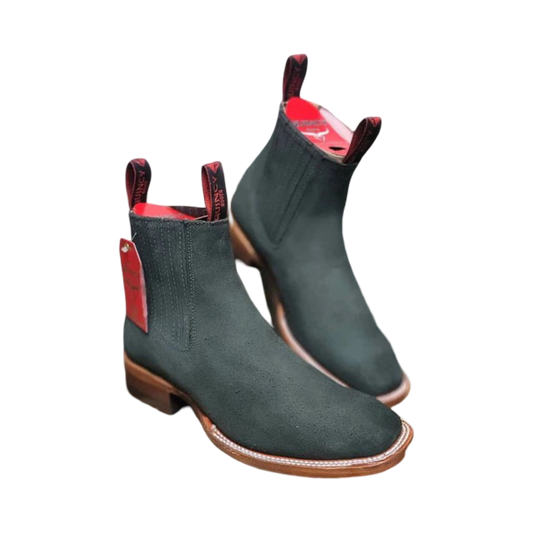 Botines Charros Quincy de Gamuza con Punta Cuadrada Q68B6350