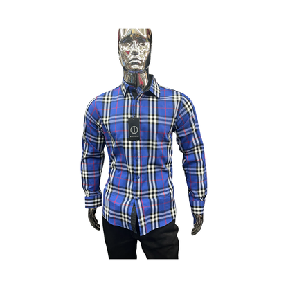 Camisa de Cuadros Azul Casual para Hombre - Liquidación