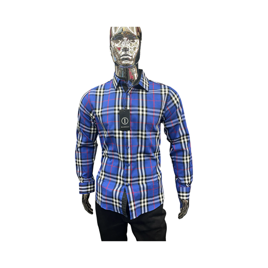 Camisa de Cuadros Azul Casual para Hombre - Liquidación