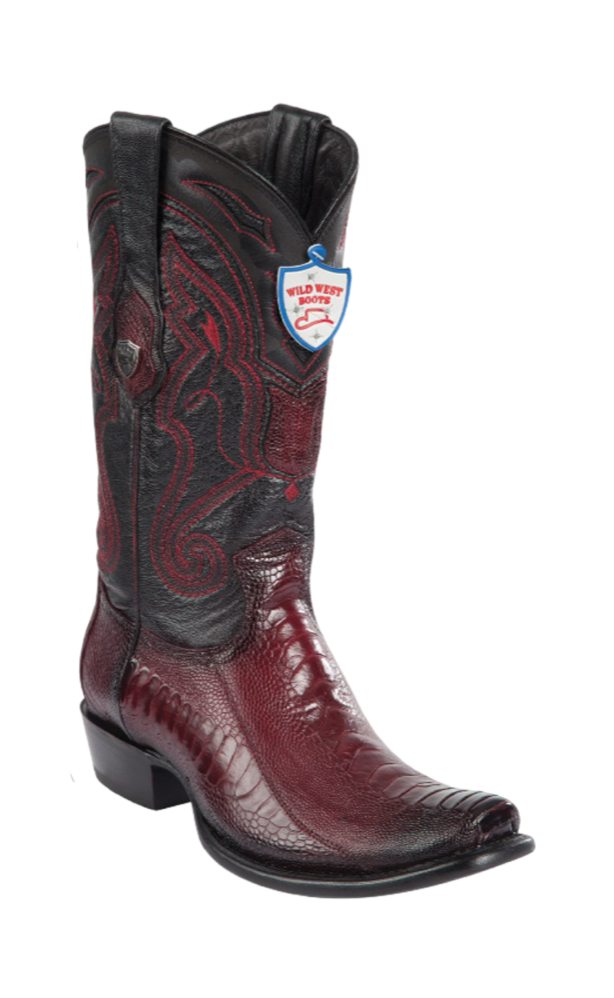 Wild West Botas de Pata de Avestruz Horma Dubai Toe Faded Burgundy