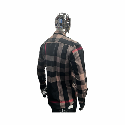 Camisa Casual de Cuadros Negro con Café para Hombre