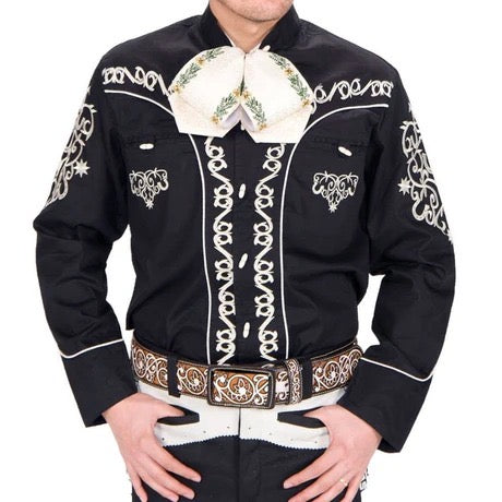 Camisa Charra para Hombre Negra Elegante