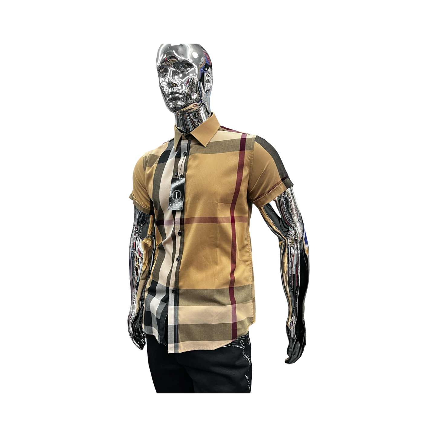 Camisa de Cuadros Beige Claro Casual para Hombre