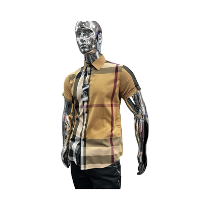 Camisa de Cuadros Beige Claro Casual para Hombre