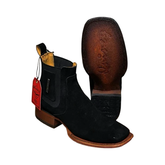 Botines Charros Quincy de Gamuza con Punta Cuadrada
