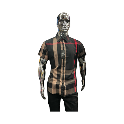 Camisa Casual de Cuadros Café Elegantes para Hombre