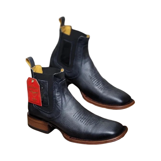 Botines Charros Quincy de Piel con Punta Cuadrada