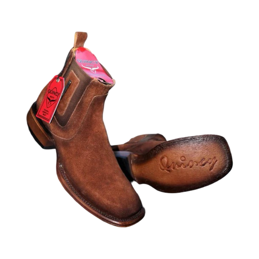 Botines Charros Quincy de Gamuza con Punta Cuadrada