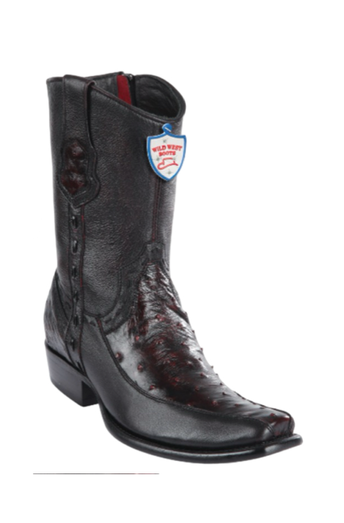 Wild West Botas de Avestruz Horma Dubai Toe Blackcherry