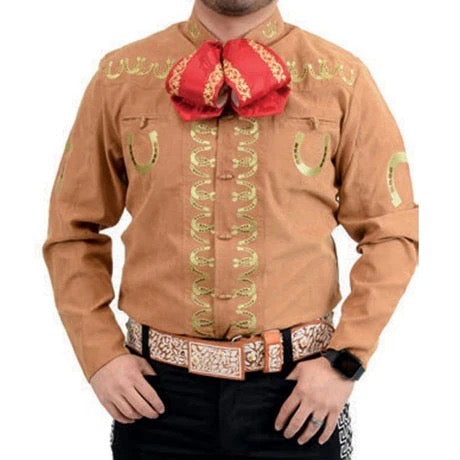 Camisas Charras Para Hombre Beige Tradicional