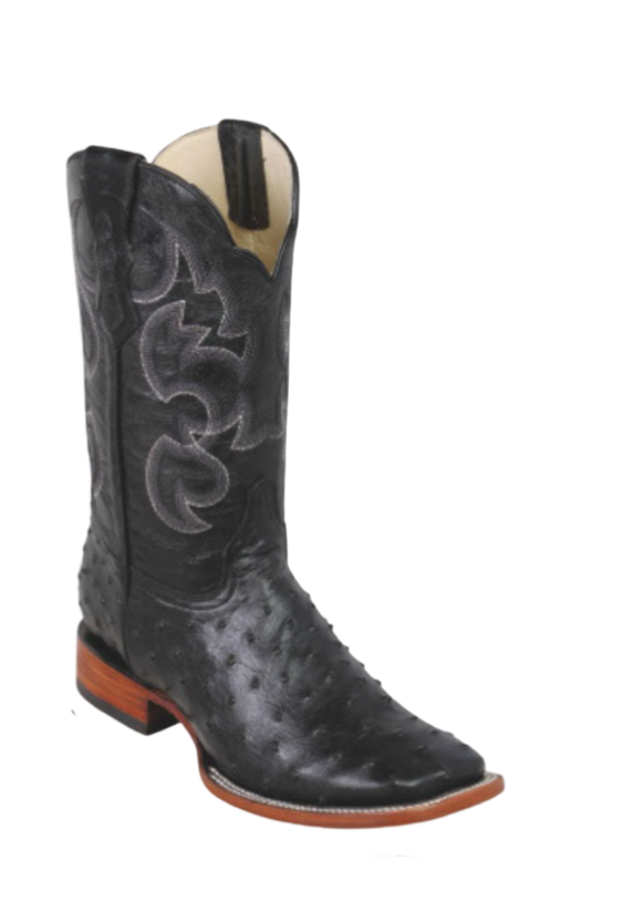 Botas Quincy Quincy Boots Wide Square Toe Avestruz Print El Charro Famoso