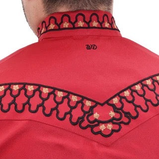 Camisa Charra para Hombre Rojo con Negro Tradicional