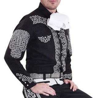 Camisas Charras Para Hombre Negro Con Blanco de Gamuza