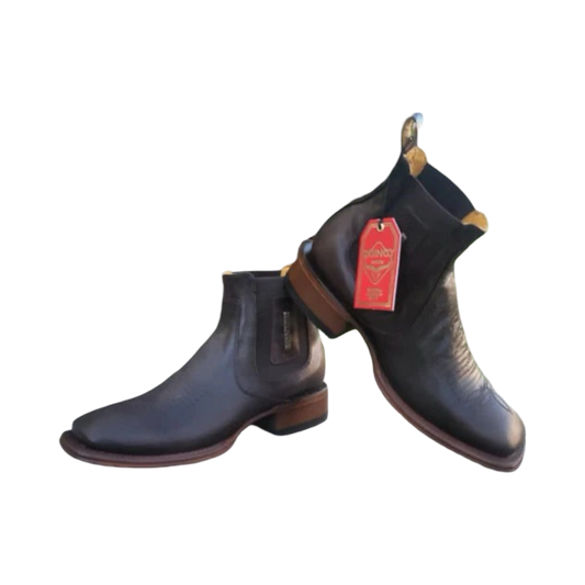 Botines Charros Quincy de Piel con Punta Cuadrada