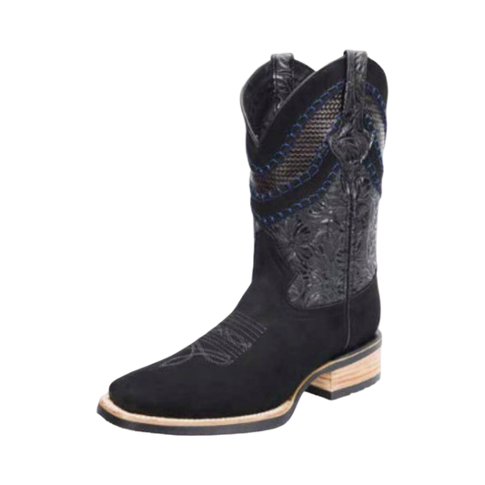 Bota Grabada Nubuck Color Negro horma Rodeo  - White Diamonds Boots