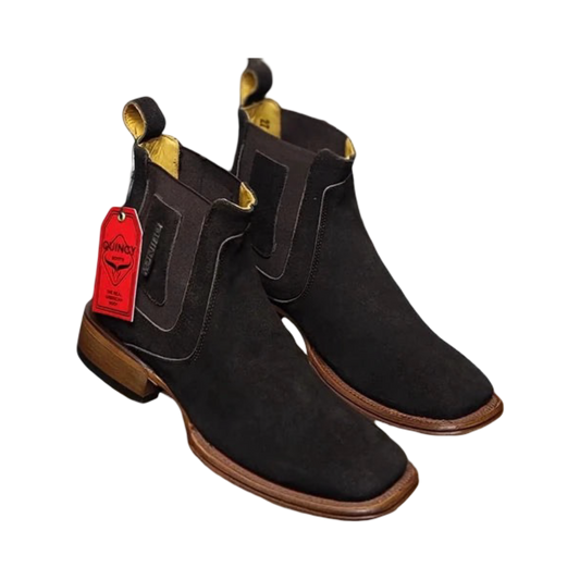 Botines Charros Quincy de Gamuza con Punta Cuadrada