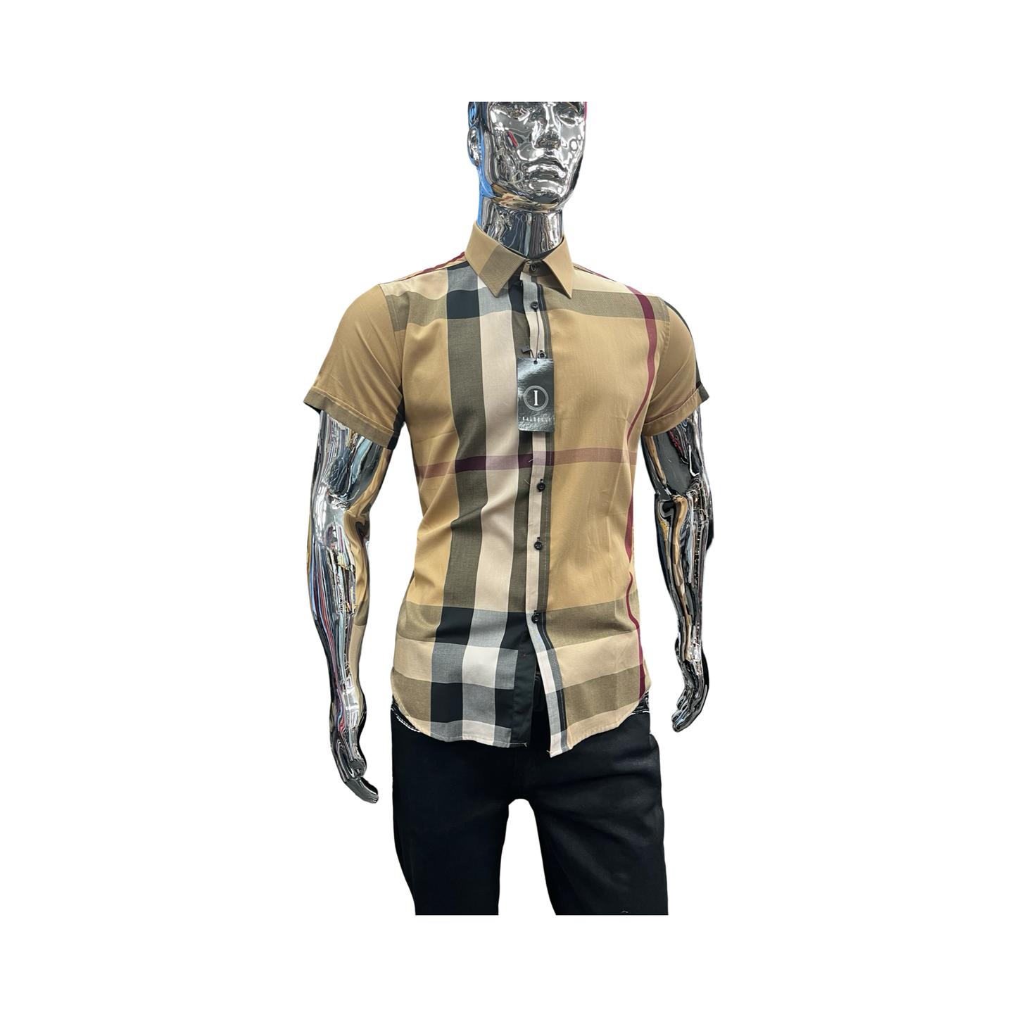 Camisa de Cuadros Beige Claro Casual para Hombre