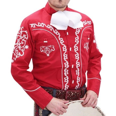 Camisa Charra para Hombre Color Rojo – Estilo Tradicional Mexicano