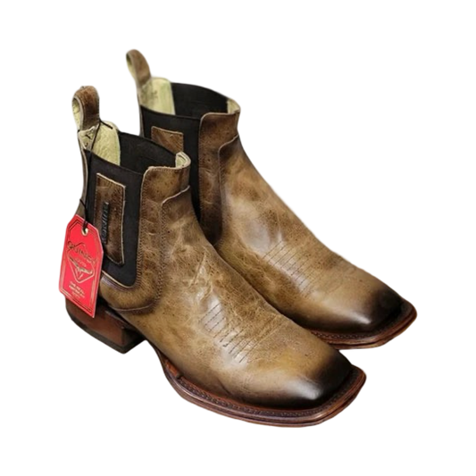 Botines Charros Quincy de Piel con Punta Cuadrada